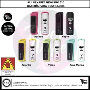 ALL IN VAPES High Pro Bateria 510 Bateria Destilados