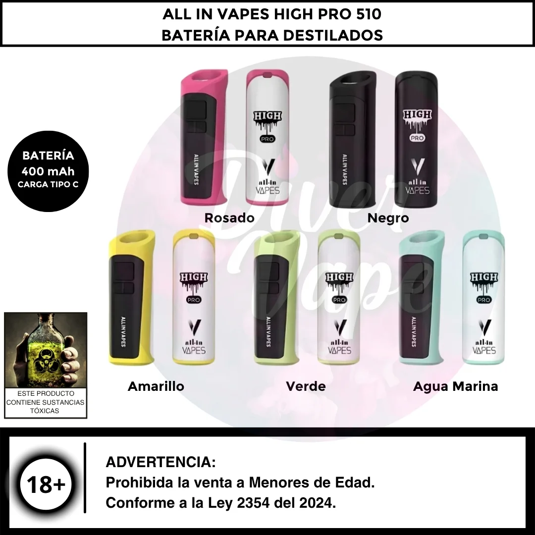 All In Vapes High Pro Batería 510 Batería Destilados