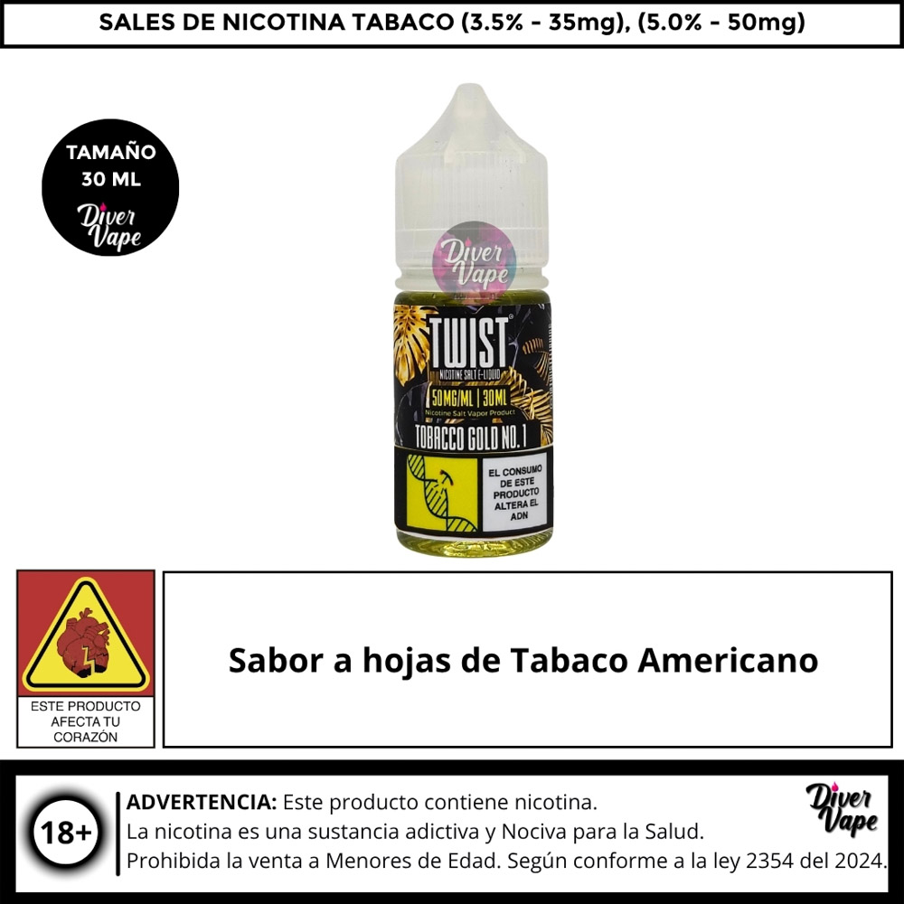 Twist Tobacco Gold No. 1 50mg Salts